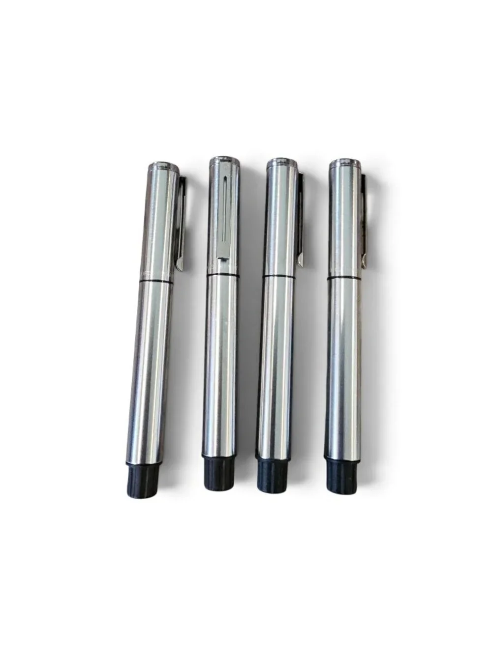 Lot Sheaffer Award Brushed Silver Fountain Pens Set Of 4 Medium USA